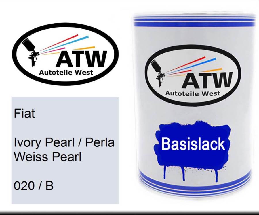 Fiat, Ivory Pearl / Perla Weiss Pearl, 020 / B: 500ml Lackdose, von ATW Autoteile West.